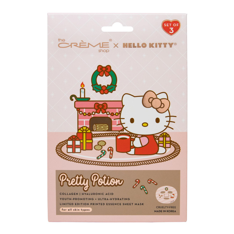 The Crème Shop x Hello Kitty Pretty Potion Limited Edition Essence Sheet Mask | Korean Sheet Mask | Holiday Gifts for Women | Stocking Stuffers (3 Pa