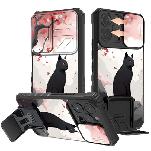 GFRGTFHYT for iPhone 16 Pro Max Phone Case 6.9" with Slide Camera Cover & Built-in Stand Kickstand Slim Dual Layer Hard PC Soft TPU Shockproof Protec