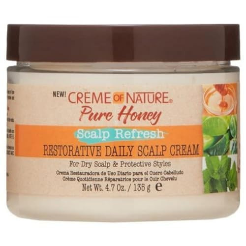 Creme of Nature Pure Honey Scalp Refresh Restorative Daily Moisturizing Scalp Cream, Hydrating Formula with Peppermint, Aloe Vera & Honey, For Braids