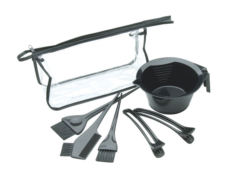 Diane Hair Coloring Kit  7 Piece Set  DIY Color, Dye, Highlighting Supplies, 3 Tint Brushes, 2 Clips, 1 Tint Bowl, Clear Zip Storage Bag, D851