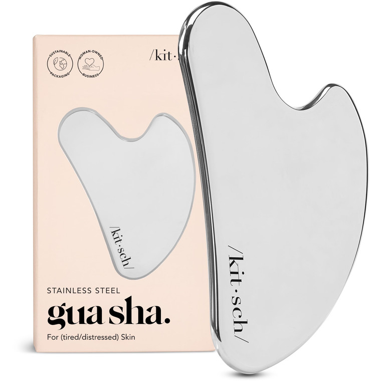 Kitsch Stainless Steel Gua Sha Facial Tools - Guasha Tool for Face, Face Sculpting Tool, Jawline Shaper, Double Chin Reducer, Body Gua Sha Tools, Lym