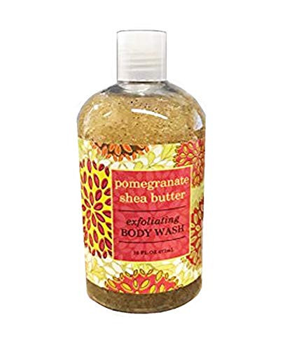 Birsppy Greenwich Bay Exfoliating Body Wash, Enriched with Shea Butter, Blended with Loofah and Apricot Seed 16 oz (Pomegranate)