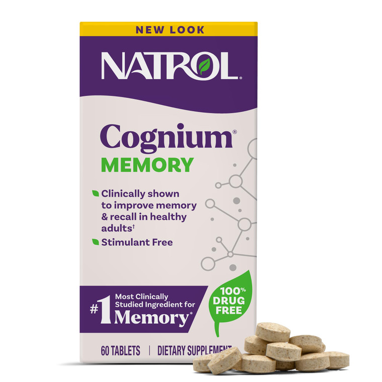 Natrol Cognium Memory, Brain Health Supplements for Adults, Brain Memory Supplements, Enhances Mental Agility in Healthy Adults, 60 Tablets, Up to a