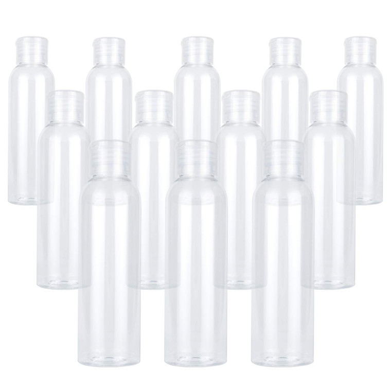 TRENDBOX 12 Pack Plastic Empty Bottles with Flip Cap for Shampoo, Lotions, Liquid Body Soap, Cream (4 oz / 120 ml)