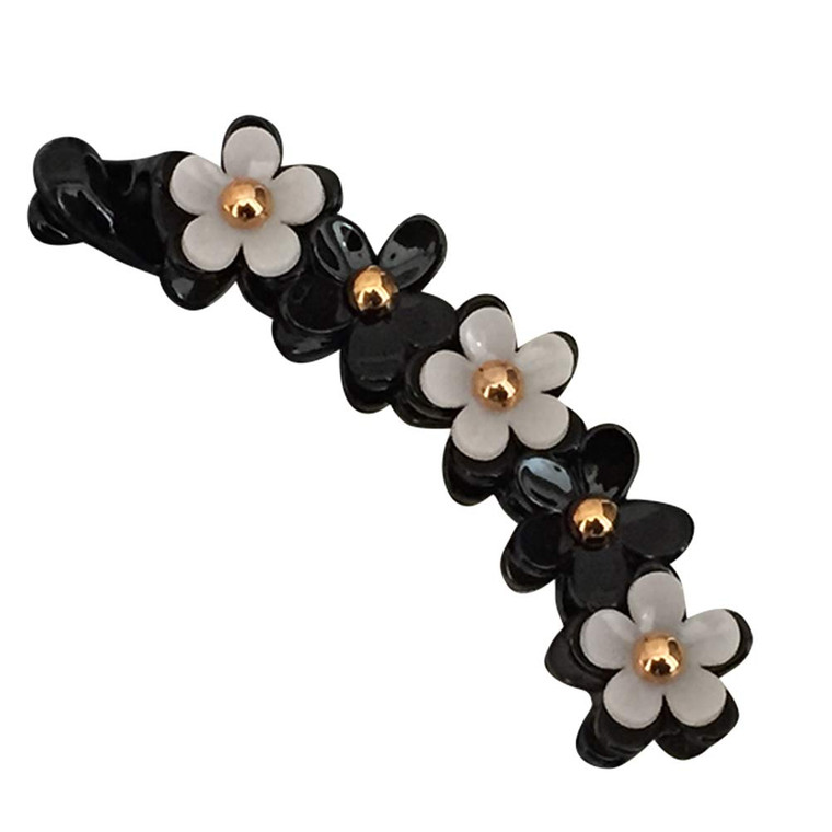 Lurrose Banana Hair Clips Toothed Ponytail Holder Strong Tension Hair Claw Flower Barrette for Women Girls,Black