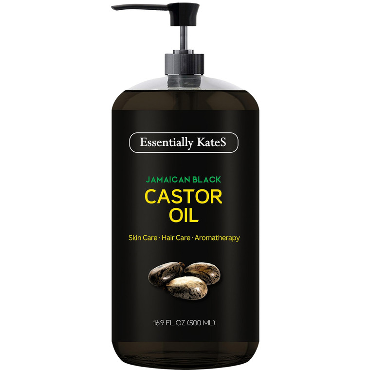 Essentially KateS Jamaican Black Castor Oil 16.9 Fl Oz - Rich in Vitamin E, Omega Fatty Acids and Minerals - Carrier Oil for Hair Growth Oil, Eyebrow
