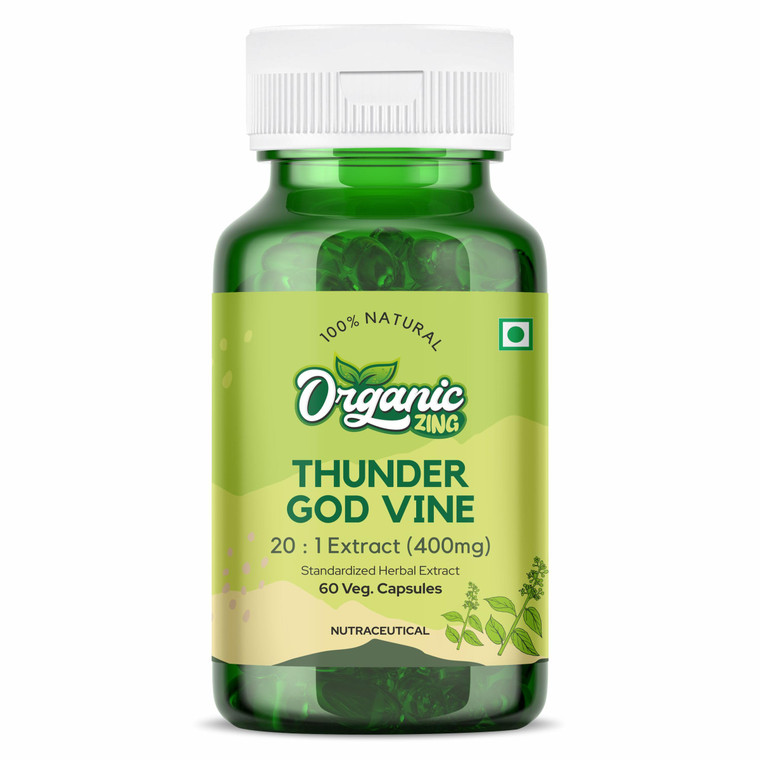 ORGANIC ZING Thunder God Vine 400 mg 20:1 Extract 60 Veg Capsules - Premium Herbal Supplement for Daily Wellness