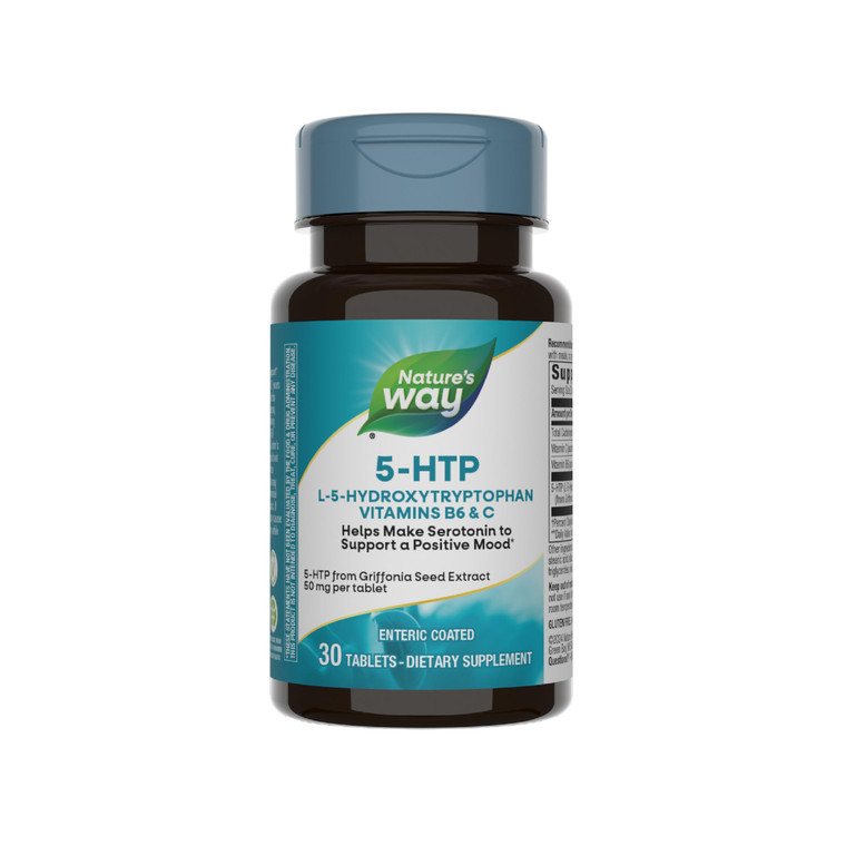 Nature's Way 5-HTP, L-5-Hydroxytryptophan, Helps Make Serotonin to Promote a Positive Outlook*, Vitamin B6, Vitamin C, Griffonia Bean Extract, 30 Tab