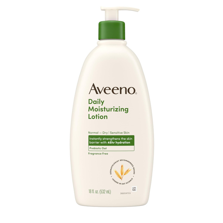 Aveeno Daily Moisturizing Body Lotion, Body Lotion for Dry Skin with Prebiotic Oat, Paraben Free, Fragrance Free, Non-Greasy, Non-Comedogenic Moistur