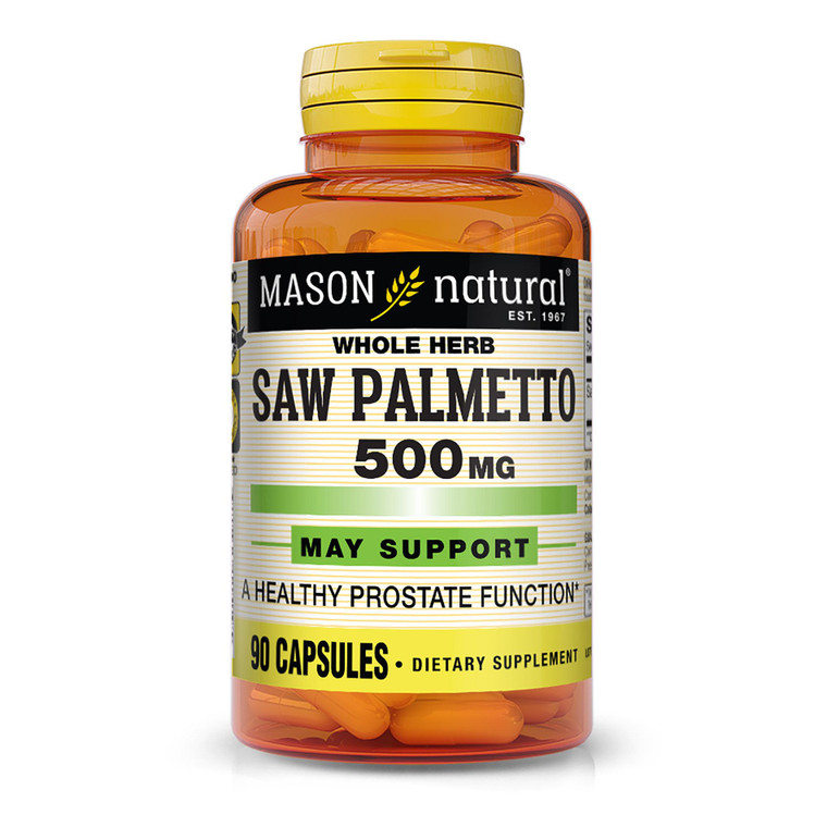 MASON NATURAL Saw Palmetto 500 mg, Supports Prostate Health & Urinary Function, 90 Capsules
