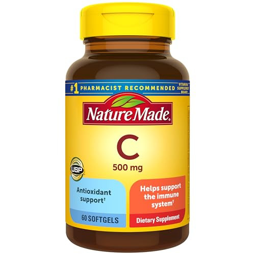 Nature Made Vitamin C 500 mg, Dietary Supplement for Immune Support, 60 Softgels, 60 Day Supply