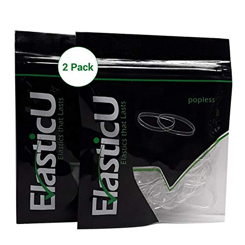 Hair Elastics - STRONG - REUSEABLE Clear Premium- 30mm, 2 Packs of 70 Total of 140 Rubbers by ElasticU