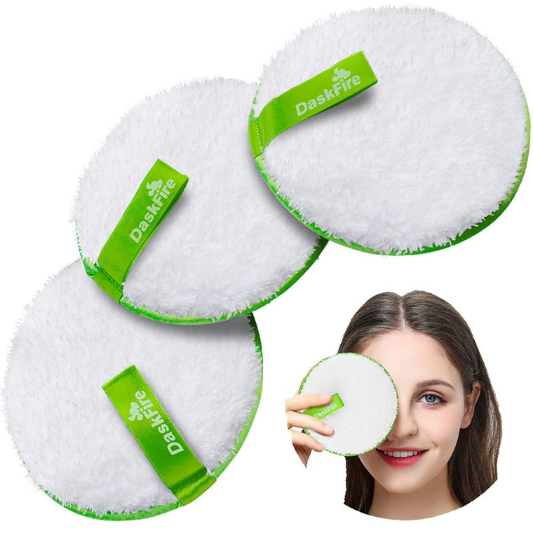 DaskFire Reusable Makeup Remover Pads, Facial Make Up Removal Wipes, Washable Face Cleaning Cloths, Hypoallergenic for Mascara, Eye Shadow, Lipstick,