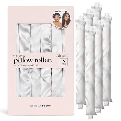 Kitsch Satin Pillow Rollers -Heatless Hair Curler, Hair Rollers, Heatless Curls Overnight, Flexible Curling Rods for Long &Short Hairs, Flexi Rod Cur
