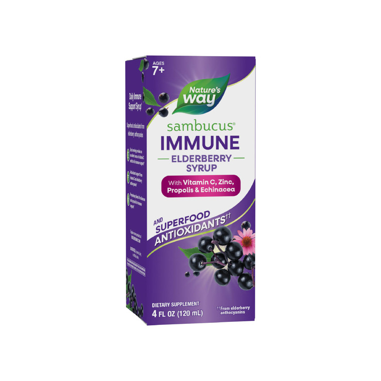 Nature's Way Sambucus Immune Elderberry Syrup, Elderberry Extract, Vitamin C, Zinc, Echinacea, Propolis, Daily Immune Support*, Superfood Antioxidant