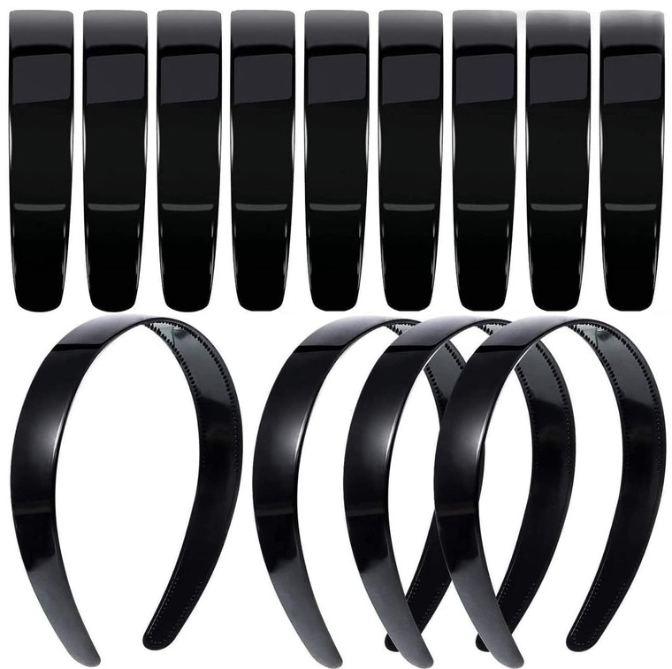 Xutong 20 Pack Black Plastic Headbands, 1 Inch Elastic Hair Bands with Teeth, Women & Girls