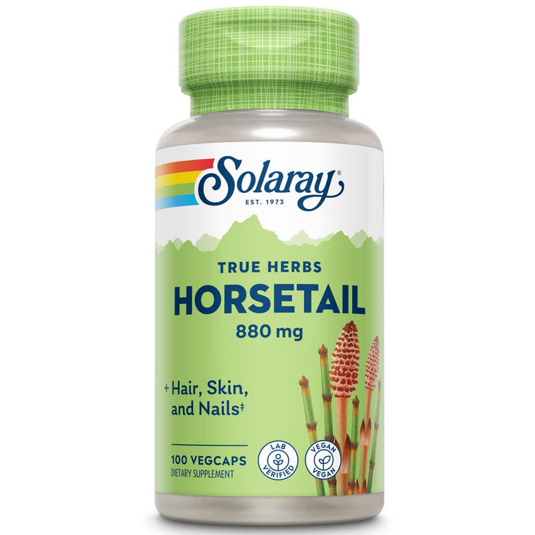 Solaray Horsetail 880 mg - Horsetail Supplement with Natural Silica, Aerial Horse Tail Grass Capsules, Herb Vitamins for Overall Health - 100 Vegan C