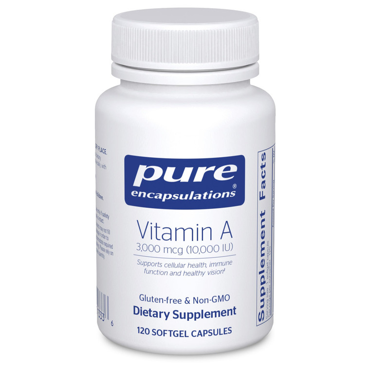 Pure Encapsulations Vitamin A - 3,000 mcg - from Cod Liver Oil - Immune & Vision Support* - Vitamin A Palmitate Supplement - Non-GMO - 120 Softgel Ca