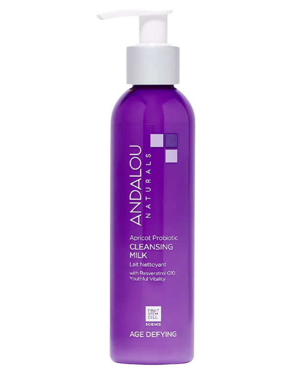 Andalou Naturals Age Defying Apricot Probiotic Cleansing Milk | Gentle Daily Hydrating Face Cleanser For Dry, Dehydrated Skin| With Fruit Stem Cell C