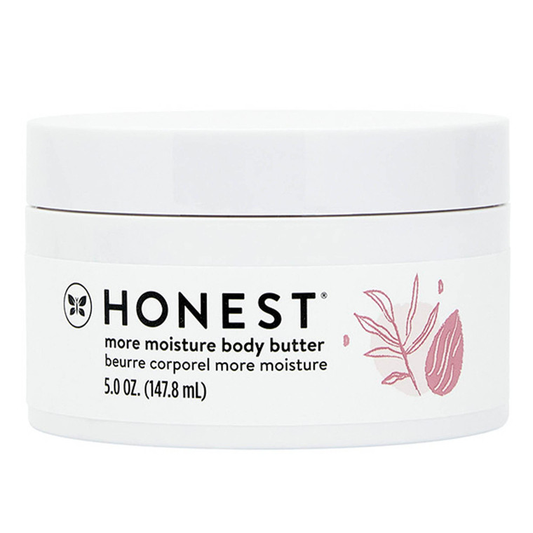 The Honest Company More Moisture Body Butter, Moisturizing Cream for Dry Skin, Vegan and Hypoallergenic Shea Nourishing Oils, 5 oz