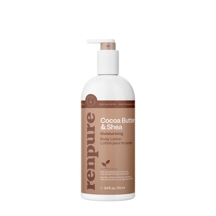 Renpure Cocoa Butter & Shea Butter Ultra-Hydrating Body Lotion - Rich & Creamy Formula for Long Lasting Hydration- For Dry to Very Dry Skin - Cocoa B
