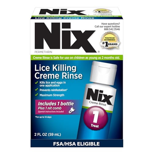 Nix Lice Treatment Killing Creme Rinse & Removal Comb, 2 Fl Oz, Head Lice Treatment Kit to Remove and Prevents Lice & Eggs