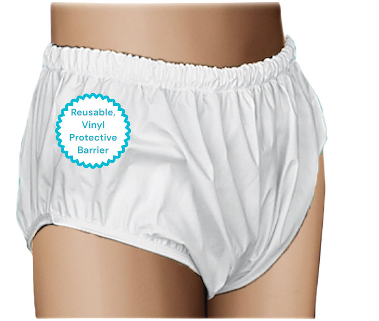 Essential Medical Supply Quik-Sorb Pull On Reusable Vinyl Incontinent Pants - Small Size from 22in to 28in, Durable and Comfortable Vinyl Incontinenc