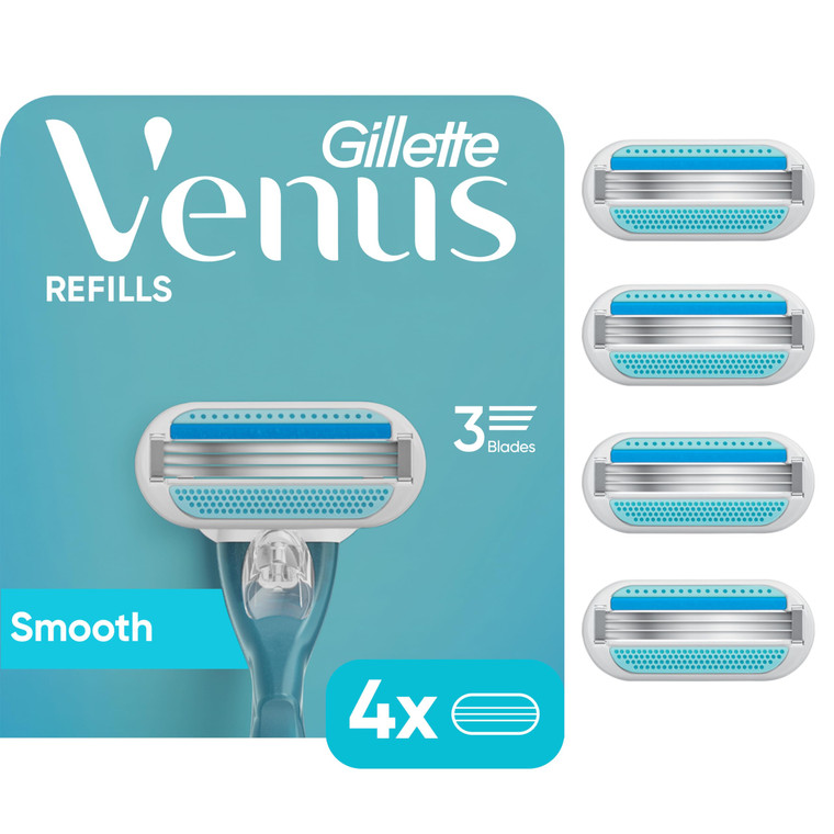 Gillette Venus Women's Original 3 Blade Razor Refills, 4 Count (Packaging May Vary)