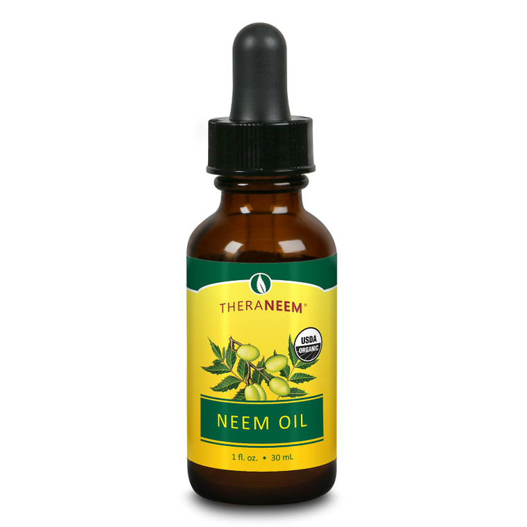 TheraNeem Neem Oil - Organic Neem Seed Essential Oil for Skin Care, Face, Hair, Nails & More, Certified USDA Organic, Cold Pressed Plant Extract, 100