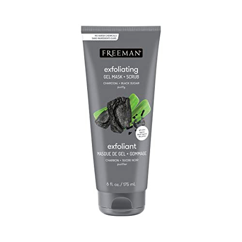 Freeman Polishing Charcoal & Black Sugar Facial Gel Mask+ Scrub, Purifies Skin, Not Over-Drying, Polishing Face Mask, Exfoliating, Removes Dead Skin,
