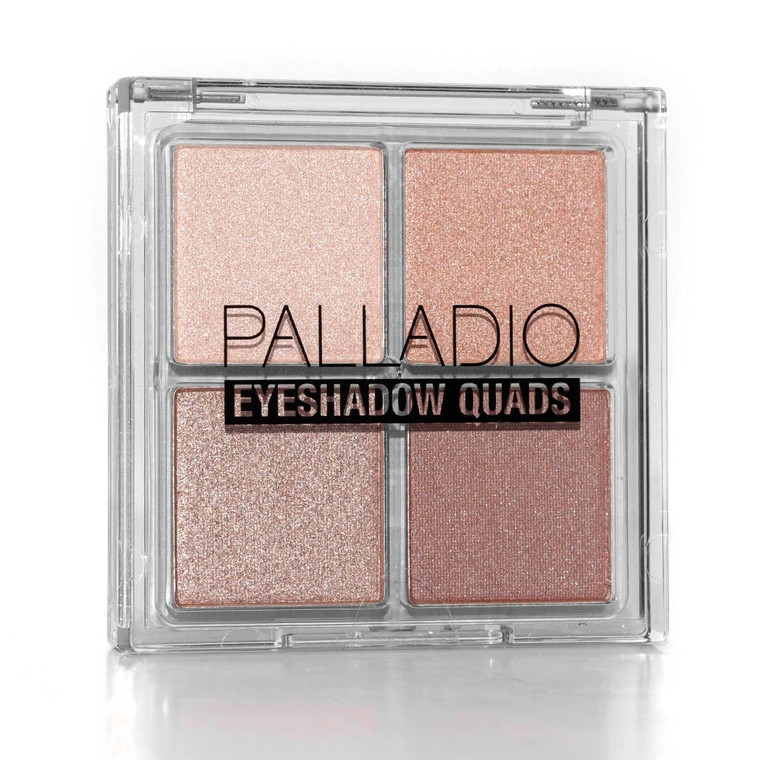 Palladio Eyeshadow Quads, Velvety Pigmented Blendable Matte, Metallic and Shimmer Finishes, Creamy Formula, Four Way Quad Eye Shadow Palette, Talc-Fr