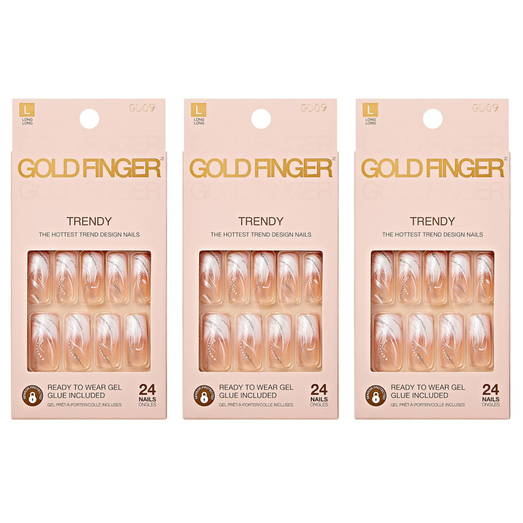 Goldfinger Gel Glam Design Nails (3 Pack)