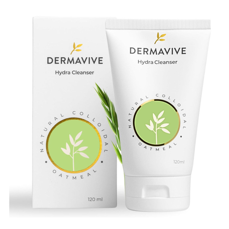 Dermavive Hydrating Facial Cleanser, Soap-Free Gentle Cleanser with Colloidal Oatmeal & Vitamin E, Soothes & Moisturizes Sensitive & Dry Skin, Suitab
