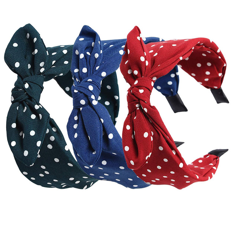 Qiabao Womens Vintage Plaid Headbands Headwraps Hair Band with Bow Pack of 3