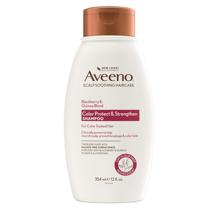OGX Aveeno Color Protect Strengthen+ Blackberry Quinoa Shampoo, Fresh, 12 Fl Oz