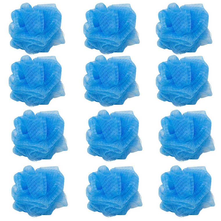 Loofah Lord 12 Blue Bath or Shower Sponge Loofahs Pouf Mesh Wholesale Bulk Lot