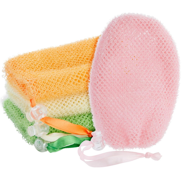 Juvale Mesh Bar Soap Pouch - Exfoliating Mesh Soap Bag - Flexible Drawstring Holder - Portable Travel Case - 4 Count, 3.5 x 6 in, Pink/Orange/White/G