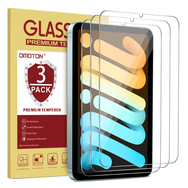 OMOTON [3 Pack] Screen Protector for iPad Mini 6/7 (6th/7th Generation, 8.3 Inch) - Tempered Glass for iPad Mini 6th Generation 2021/iPad Mini 7th Ge