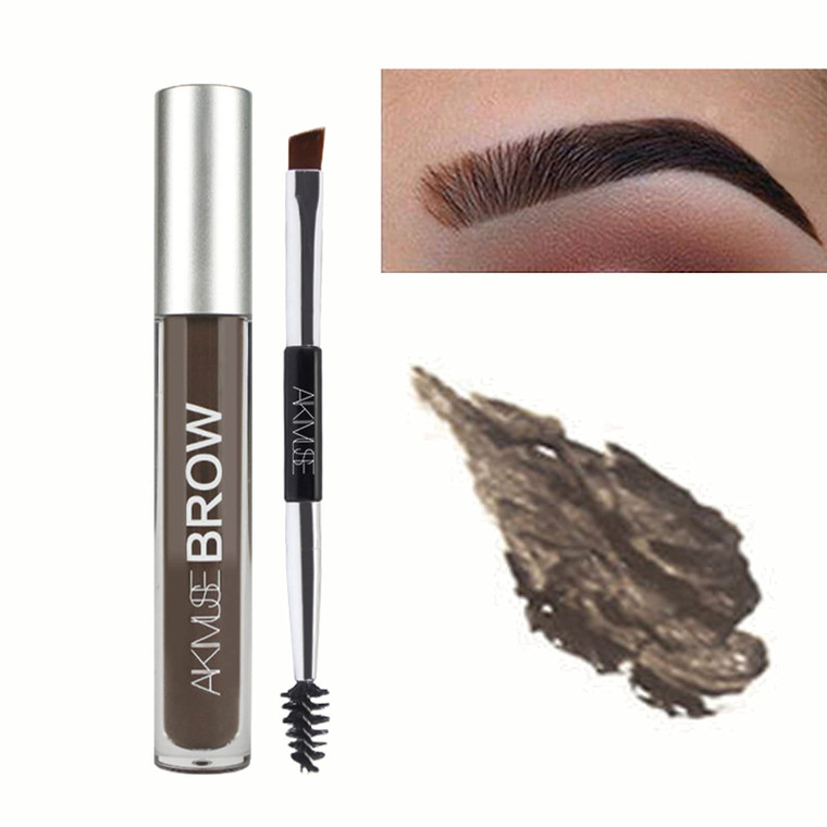 Waterproof Liquid Eyebrow Gels, Smudge-Proof, Sweat Resistant, Full Natural-24Hours Long Lasting Tinted Makeup Color Gel with Brow Pen(BLACK-BROWN)