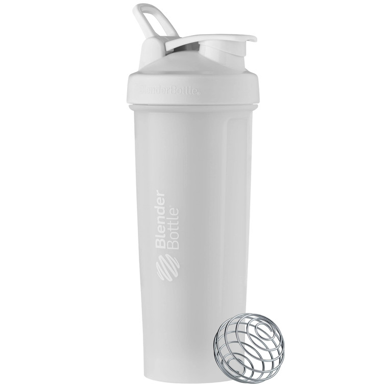 BlenderBottle Classic V2 Shaker Bottle Perfect for Protein Shakes and Pre Workout, 32-Ounce, White