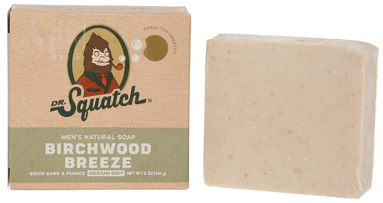 Dr. Squatch All Natural Bar Soap for Men with Medium Grit - Birchwood Breeze 5 Ounce (Pack of 1)