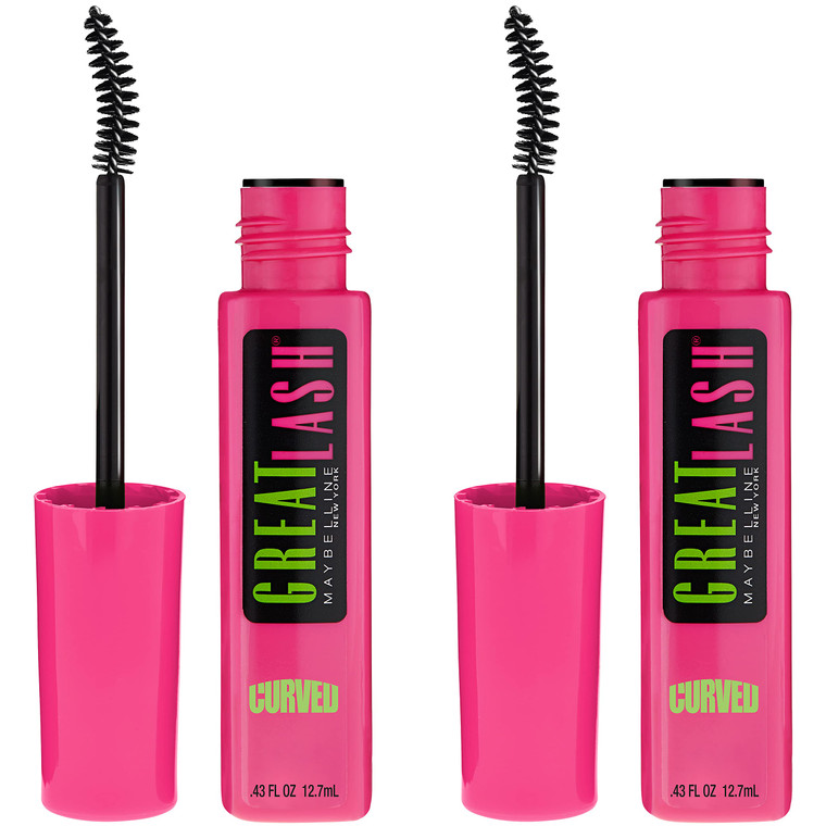 Maybelline Great Lash Curved Brush Washable Mascara, Volumizing, Lengthening and Curling Mascara, Very Black, 1 Count
