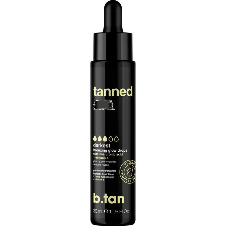 b.tan Darkest Self Tanning Drops for Face & Body | Get Tanned - Best, Darkest Gradual Self Tanner Bronzing Glow Drops, No Fake Tan Smell, Vegan, Crue