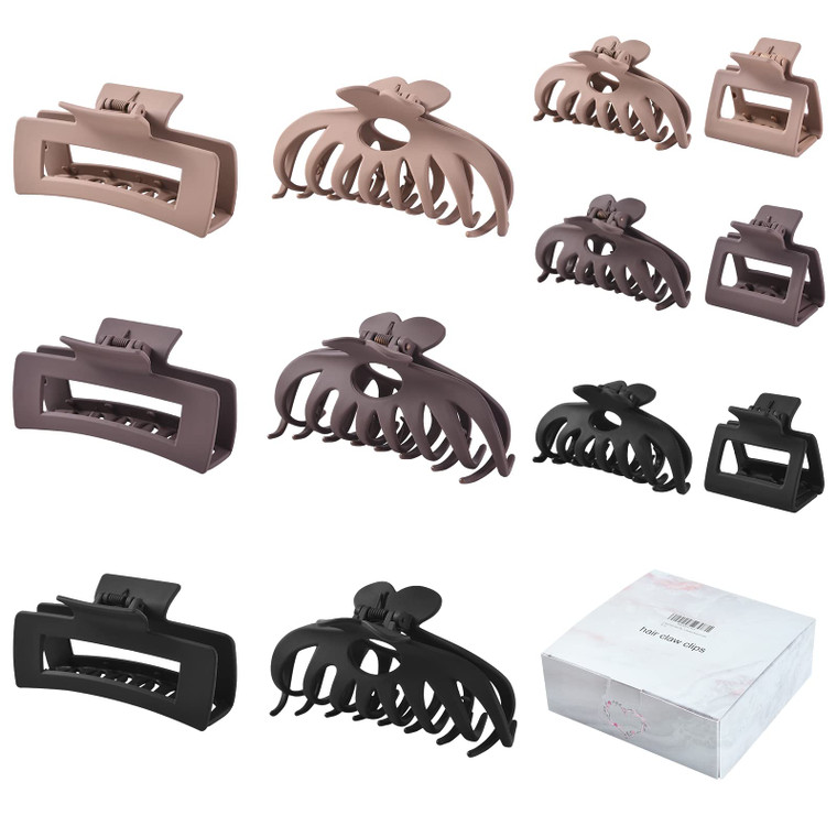 12 Pack Hair Claw Clips include 4.1 inch Large Clip and 2 inch Small Clip for Thick Thin Hair, Strong Hold jaw clip Big Non-slip Matte Hair Clips for