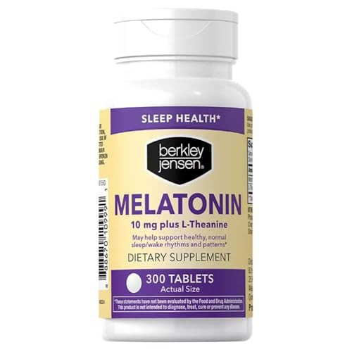 Berkley Jensen Melatonin 10mg, 300 Tablets Bottle - Sleep Supplement w/L-Theanine - Supports Restful Sleep & Healthy Sleep/Wake Cycles - Non-Habit Fo