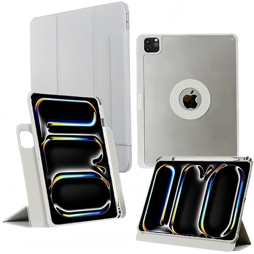 AuroiCCY for iPad Pro 11 Inch Case M4(2024), iPad Pro 11 Case with Pencil Holder, Removable Magnetic Cover,PU Leather Smart Clear Back Cover [Support