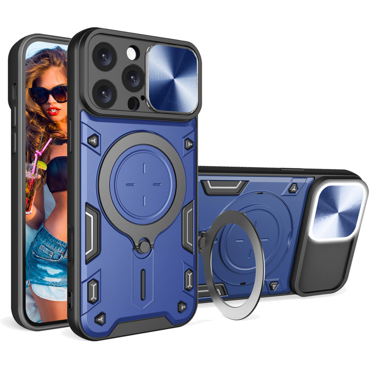 Ephoou for iPhone 16 Pro 6.3" Armor Case with Magnetic Ring Kickstand, Rugged Military Grade Shockproof Heavy Duty Case with Slide Camera Lens Cover