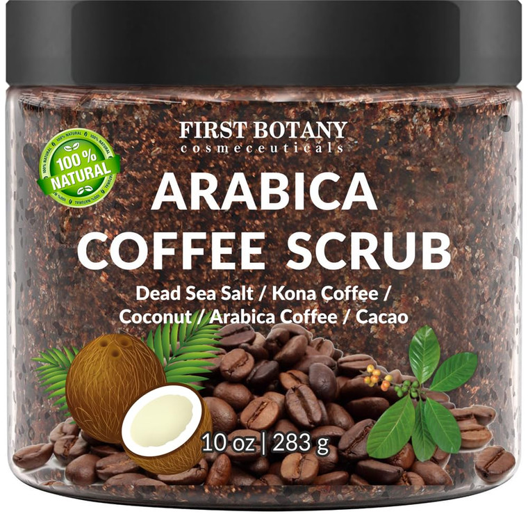 First Botany Cosmeceuticals, 100% Natural Arabica Coffee Scrub with Organic Coffee Coconut & Shea Butter Acne Anti Cellulite & Stretch Mark treatment