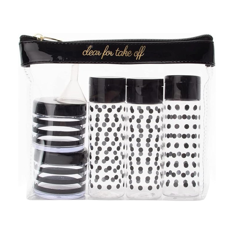 Miamica Women's-Adult Toiletry Kit, Black & Rose Gold, 6-Piece