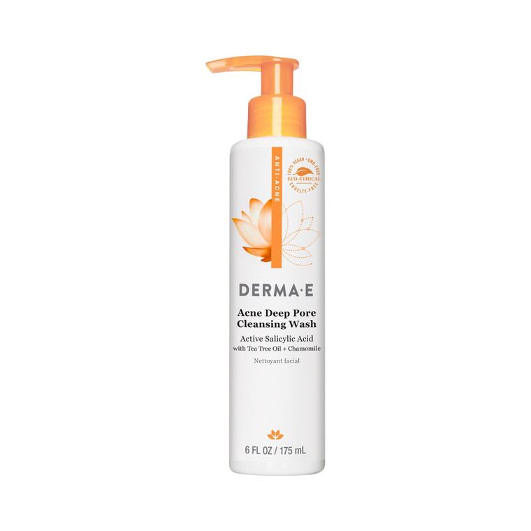 Derma E Acne Deep Pore Cleansing Wash  Blemish Control Facial Cleanser with Salicylic Acid - Gentle Oil Control Face Wash Soothes and Balances Skin,